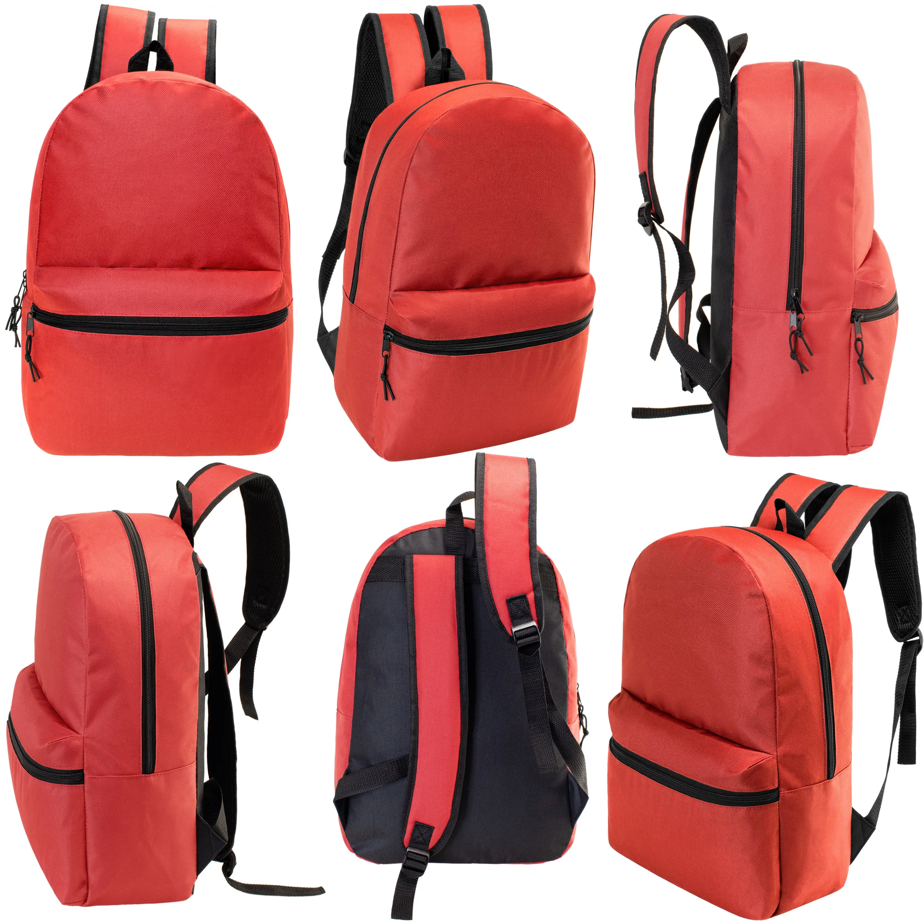 12 Wholesale Blank 18.5" Backpacks in 12 Assorted Colors and 12 Bulk School Supply Kits of Your Choice