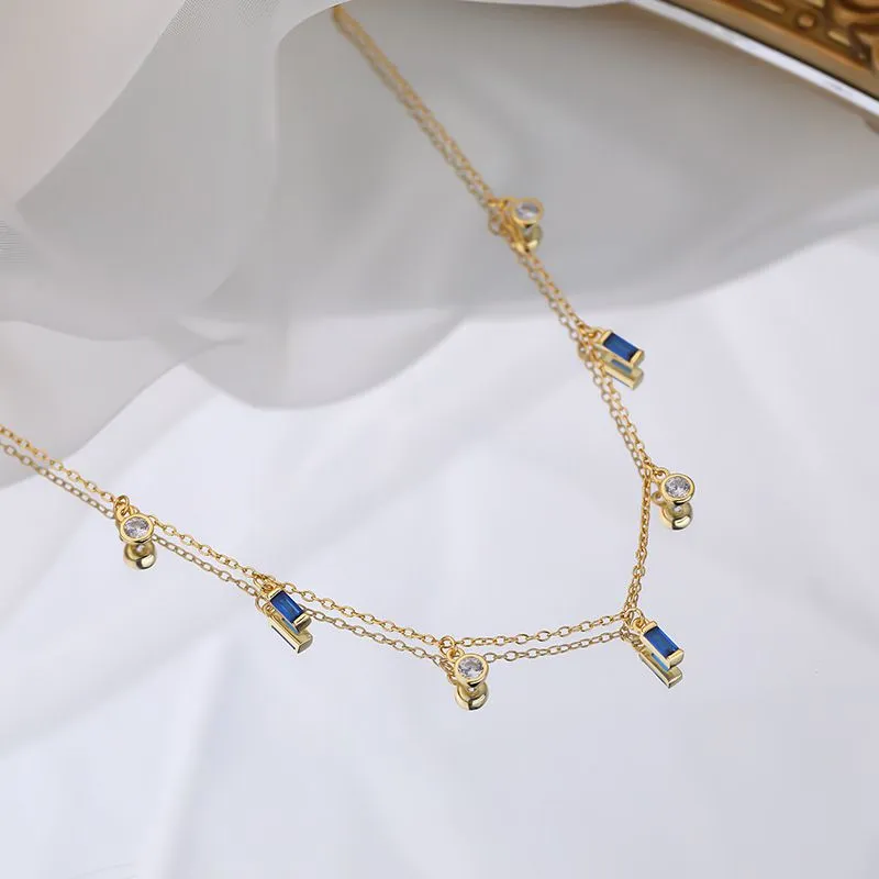 18k Gold Plated Shimmer Beaded Crystal Zirconia Diamond Pendant Necklace