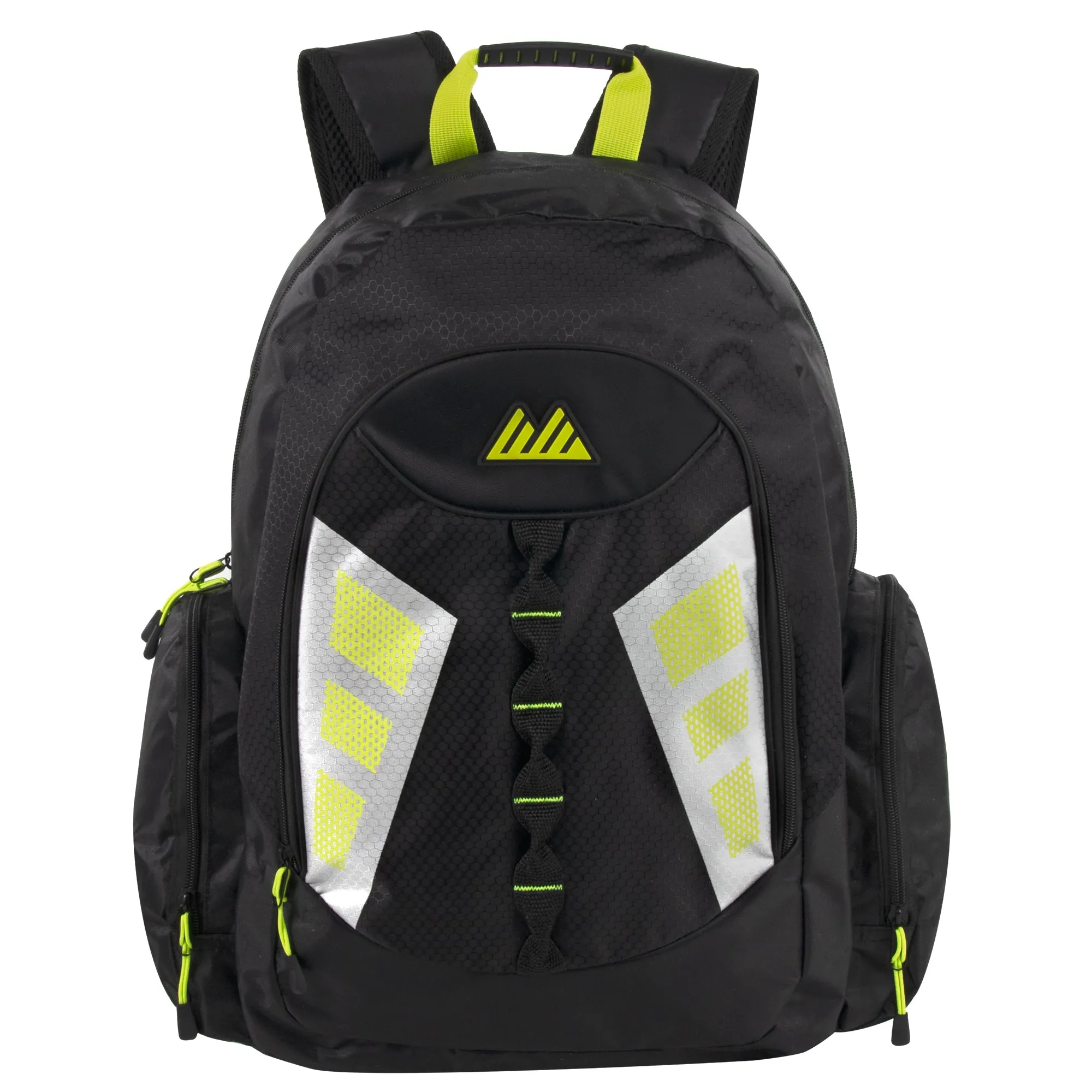 19 Inch Mountain Edge Multi-Pocket Reflective Backpack with Laptop Section - Black