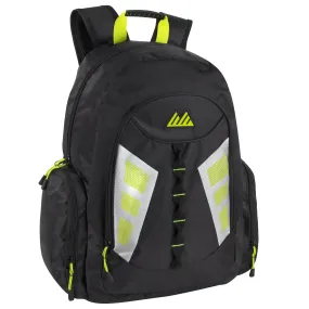 19 Inch Mountain Edge Multi-Pocket Reflective Backpack with Laptop Section - Black