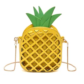 2017 Leather Cute Handbag For Women Lovely Pineapple Girl Messenger Bag With Chain Hollow Out PU Women Bag Mini Purse