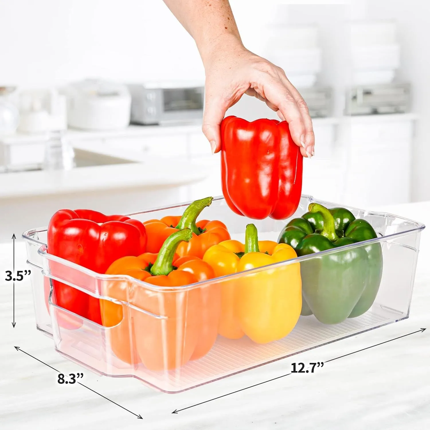 4 Pack Large Clear Refrigerator Organizer Bins