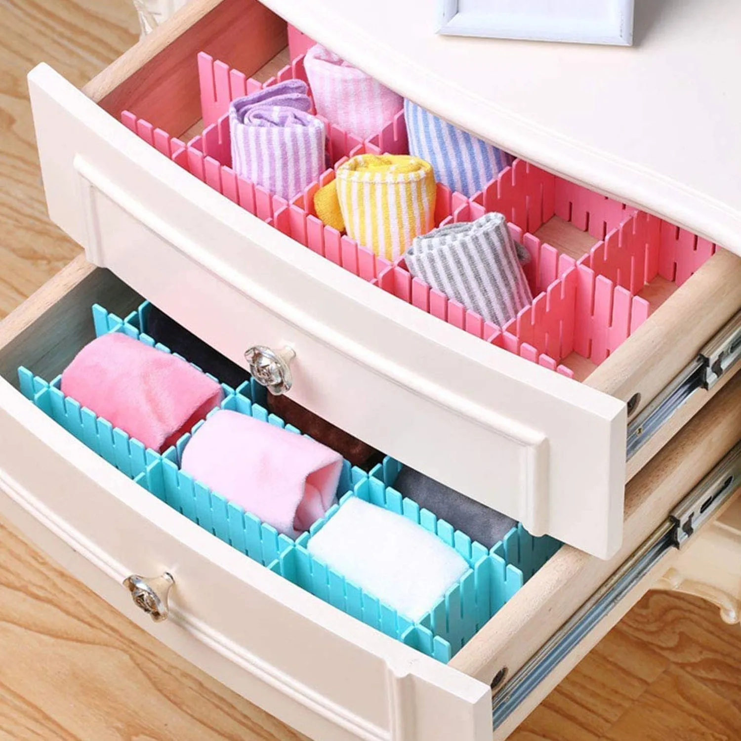 4146 Storage Box Drawer Organizer Drawer Cupboard Divider | Grid Closet Sorting Partition | Plastic Strips Separators box organizer (4 Pc Set )