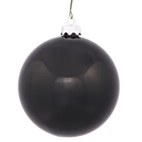 6" Black Shiny Ball Ornaments 4-Pack