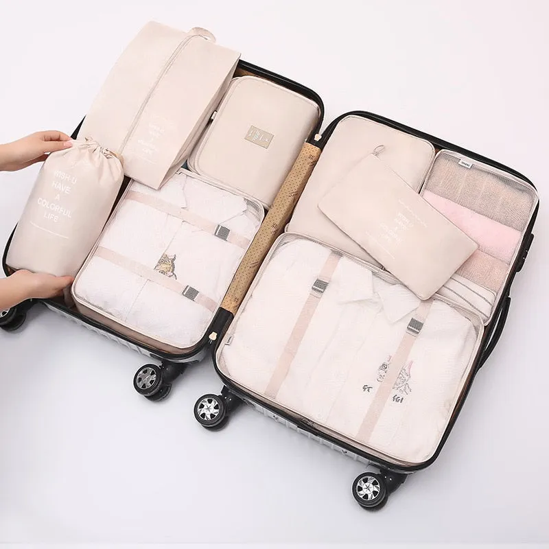 8Pcs/set Large Capacity Luggage Storage Bags For Packing Cube Clothes Underwear Cosmetic Travel Organizer Bag Toiletries Pouch