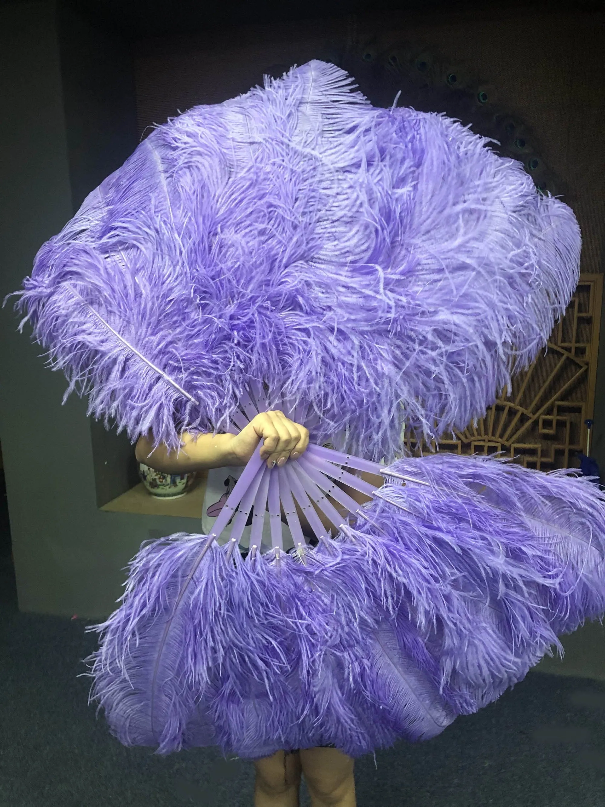 A pair Single layer  aqua violet  Beginner’s Ostrich Feather Fan