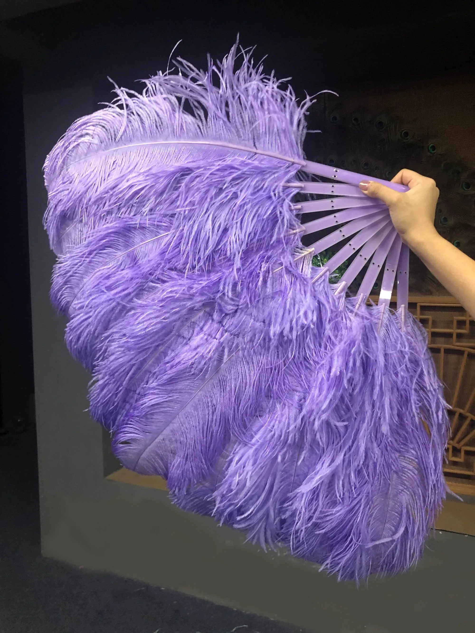 A pair Single layer  aqua violet  Beginner’s Ostrich Feather Fan