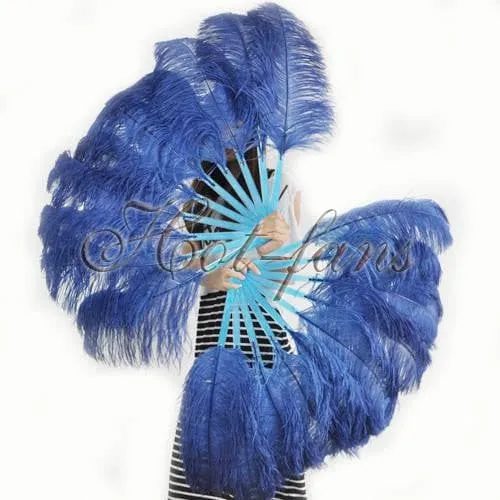 A pair Single layer navy Beginner’s Ostrich Feather Fan