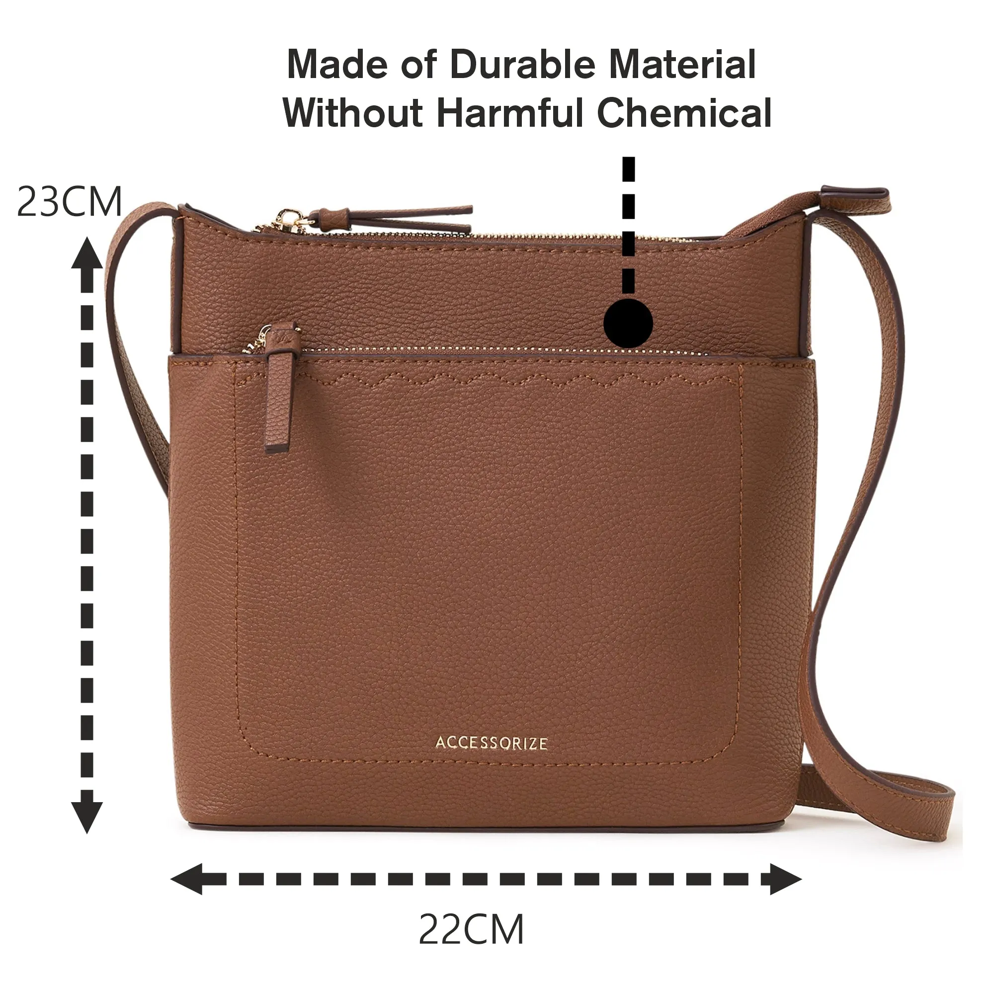 Accessorize London Women's Tan Classic Messenger Bag