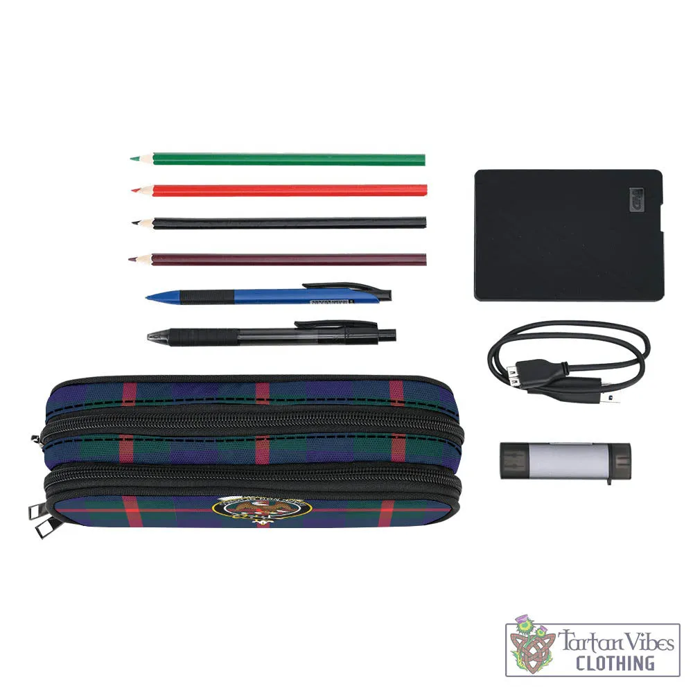 Agnew Tartan Pen and Pencil Case with Family Crest