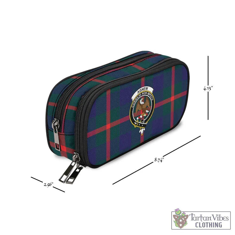 Agnew Tartan Pen and Pencil Case with Family Crest