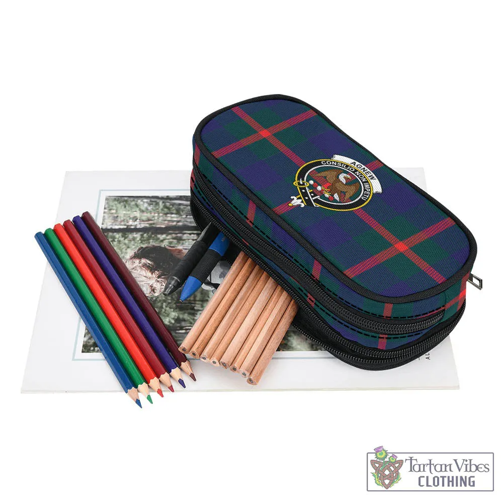 Agnew Tartan Pen and Pencil Case with Family Crest