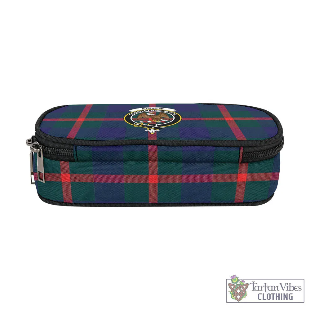 Agnew Tartan Pen and Pencil Case with Family Crest