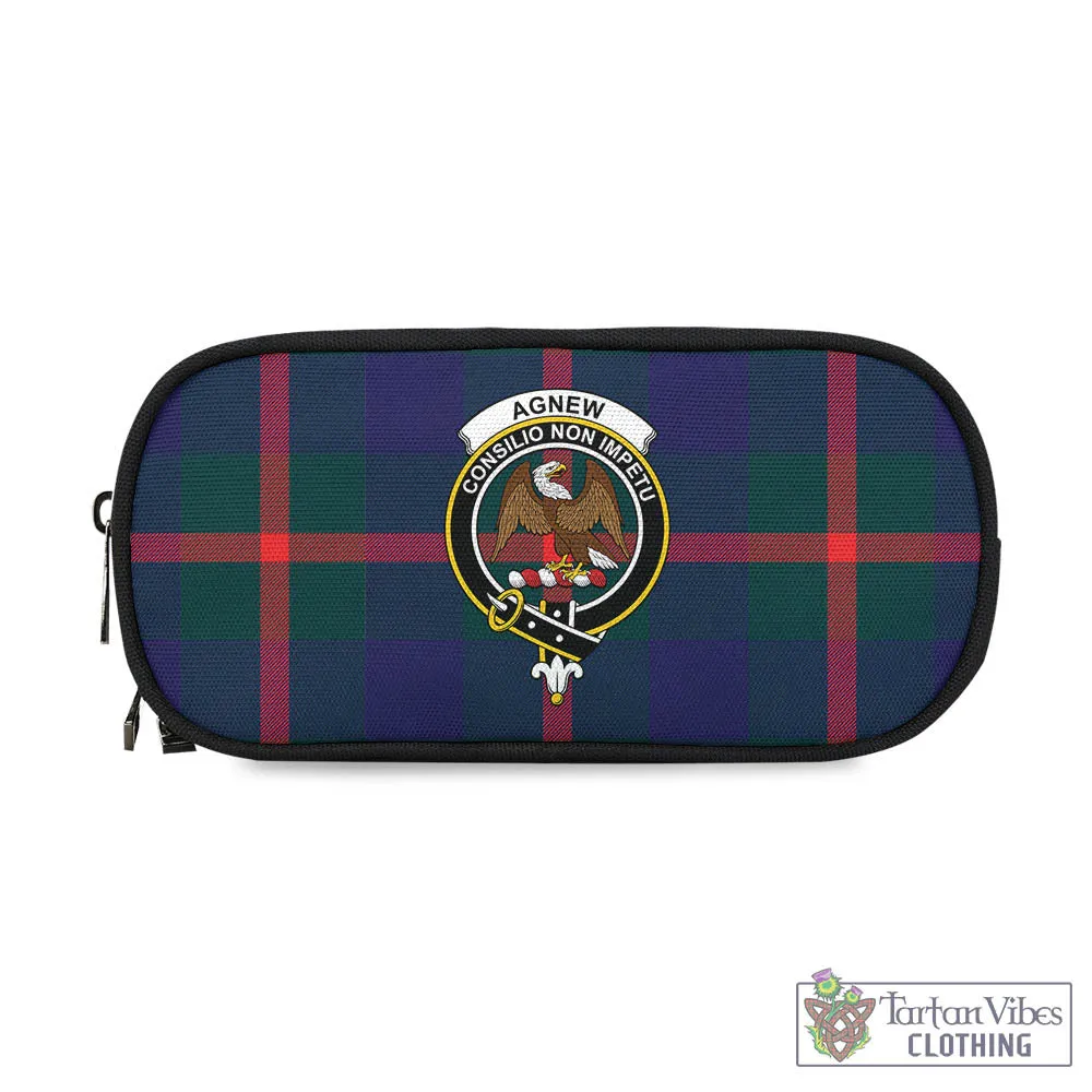 Agnew Tartan Pen and Pencil Case with Family Crest