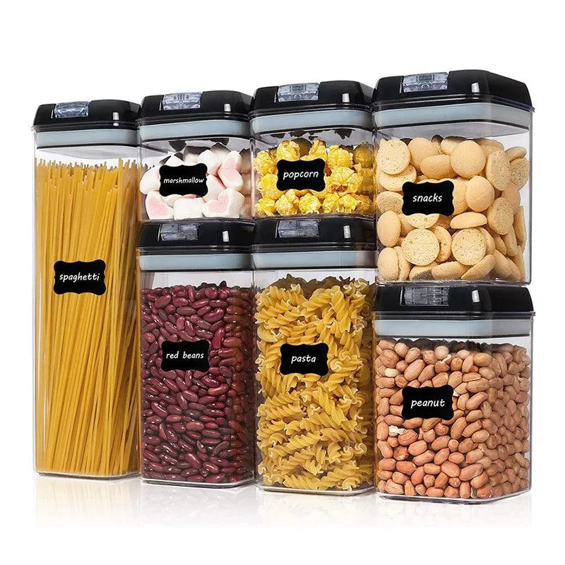 Air-Tight Food Storage Container 7pcs For Cereals Easy Lock Kitchen Organizer