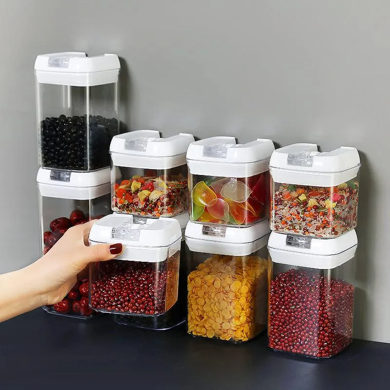 Air-Tight Food Storage Container 7pcs For Cereals Easy Lock Kitchen Organizer