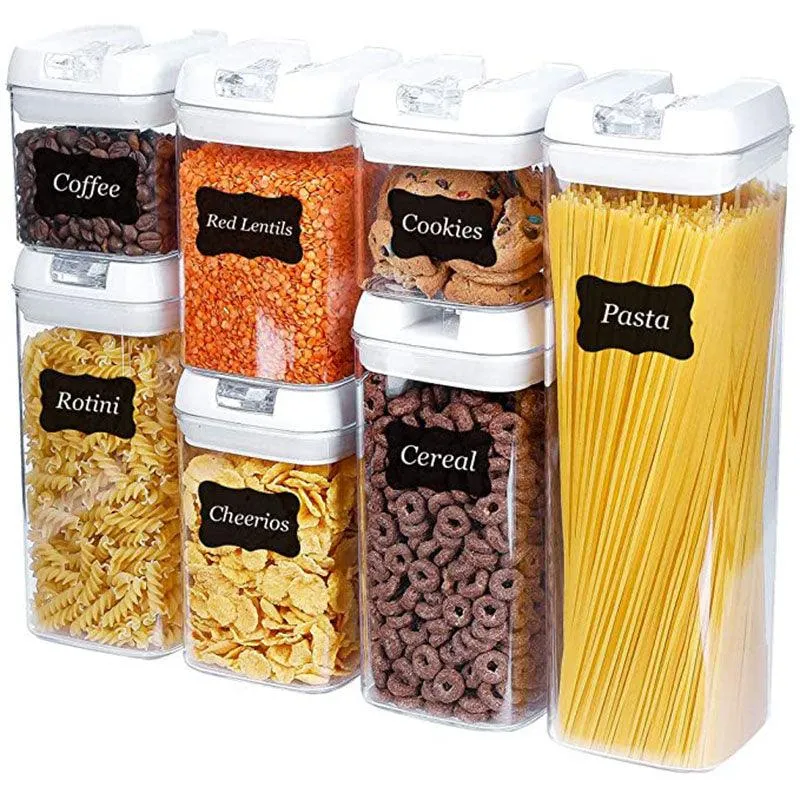 Air-Tight Food Storage Container 7pcs For Cereals Easy Lock Kitchen Organizer