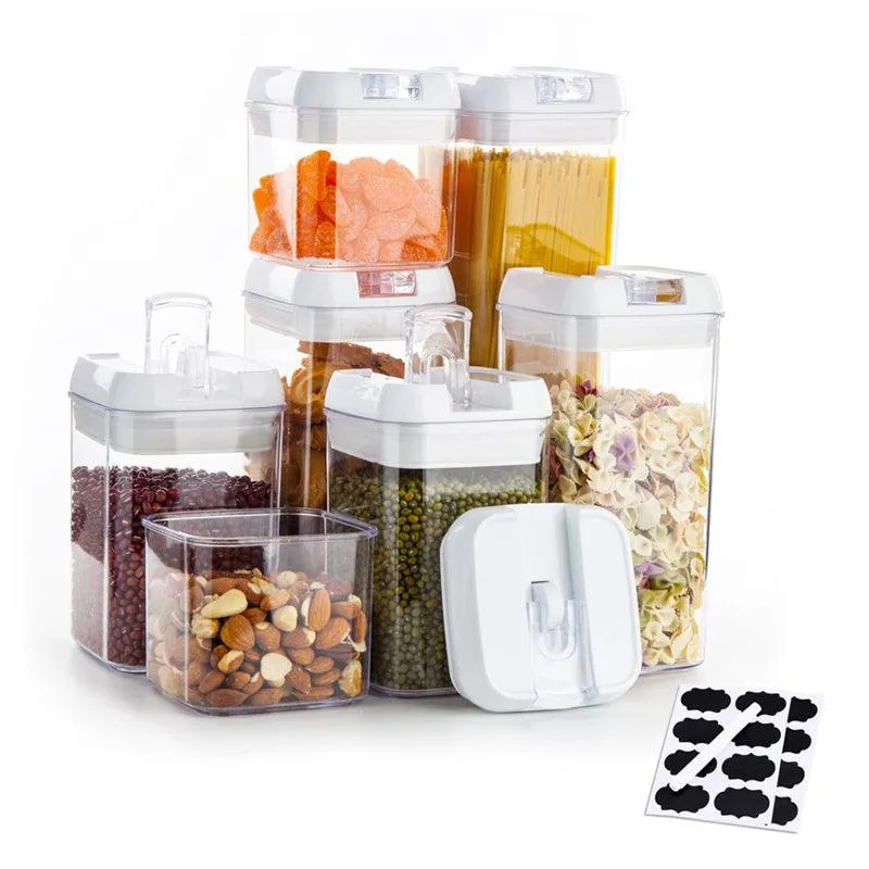 Air-Tight Food Storage Container 7pcs For Cereals Easy Lock Kitchen Organizer