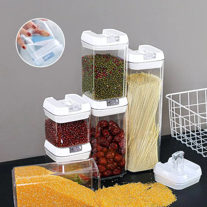 Air-Tight Food Storage Container 7pcs For Cereals Easy Lock Kitchen Organizer