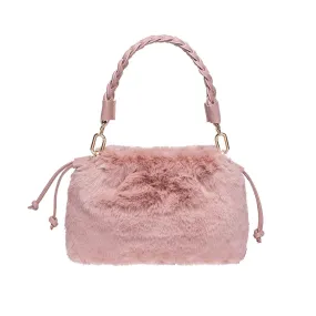 Alexa Pink Synthetic Fur Handbag & Clutch