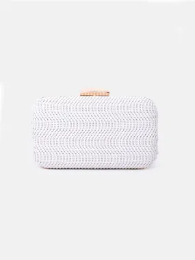 ALEXANDRA TEXTURED BOXY CLUTCH BAG IN WHITE