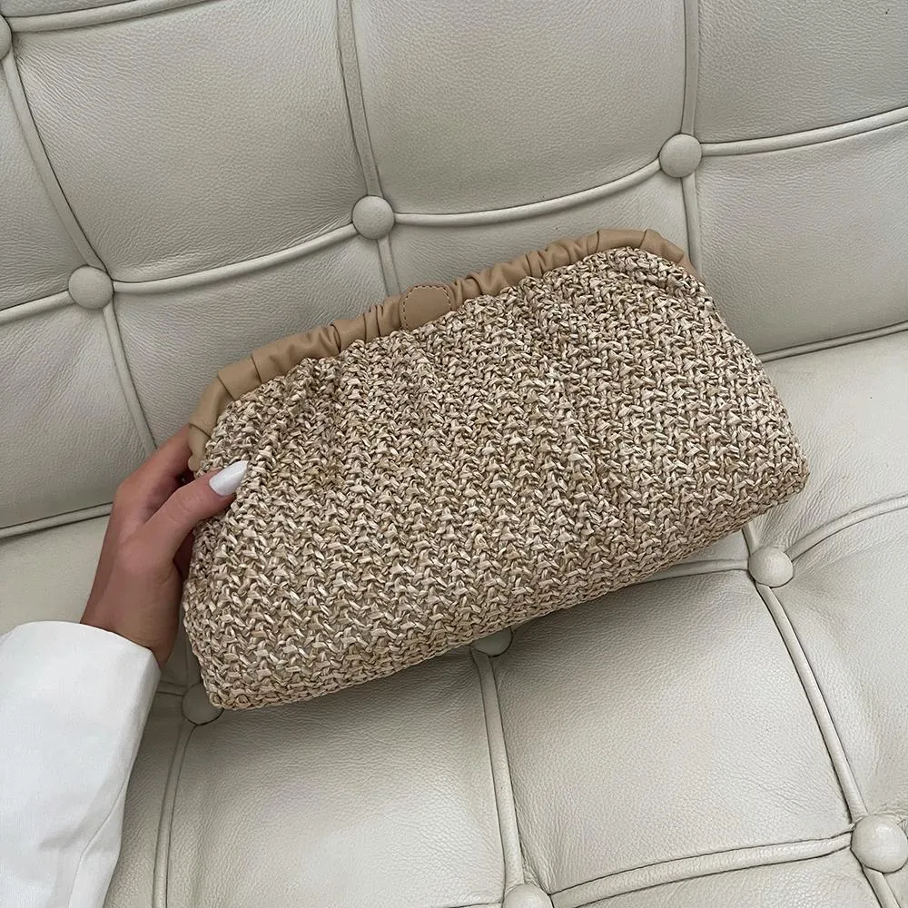 AMALIA Pleated Woven Clutch