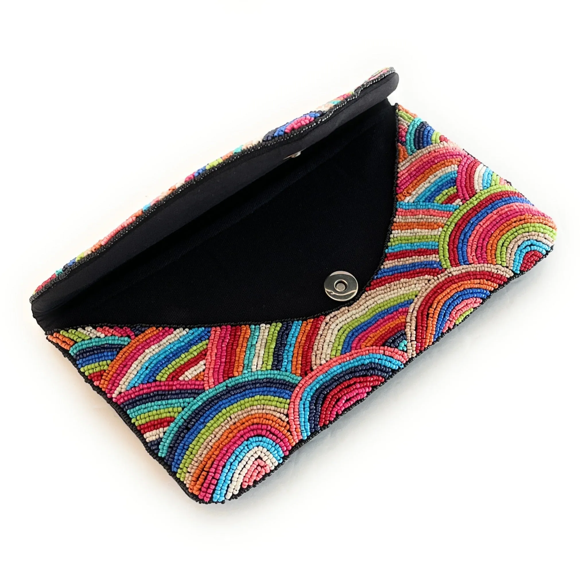 Amber Multicolored Beaded Clutch Purse