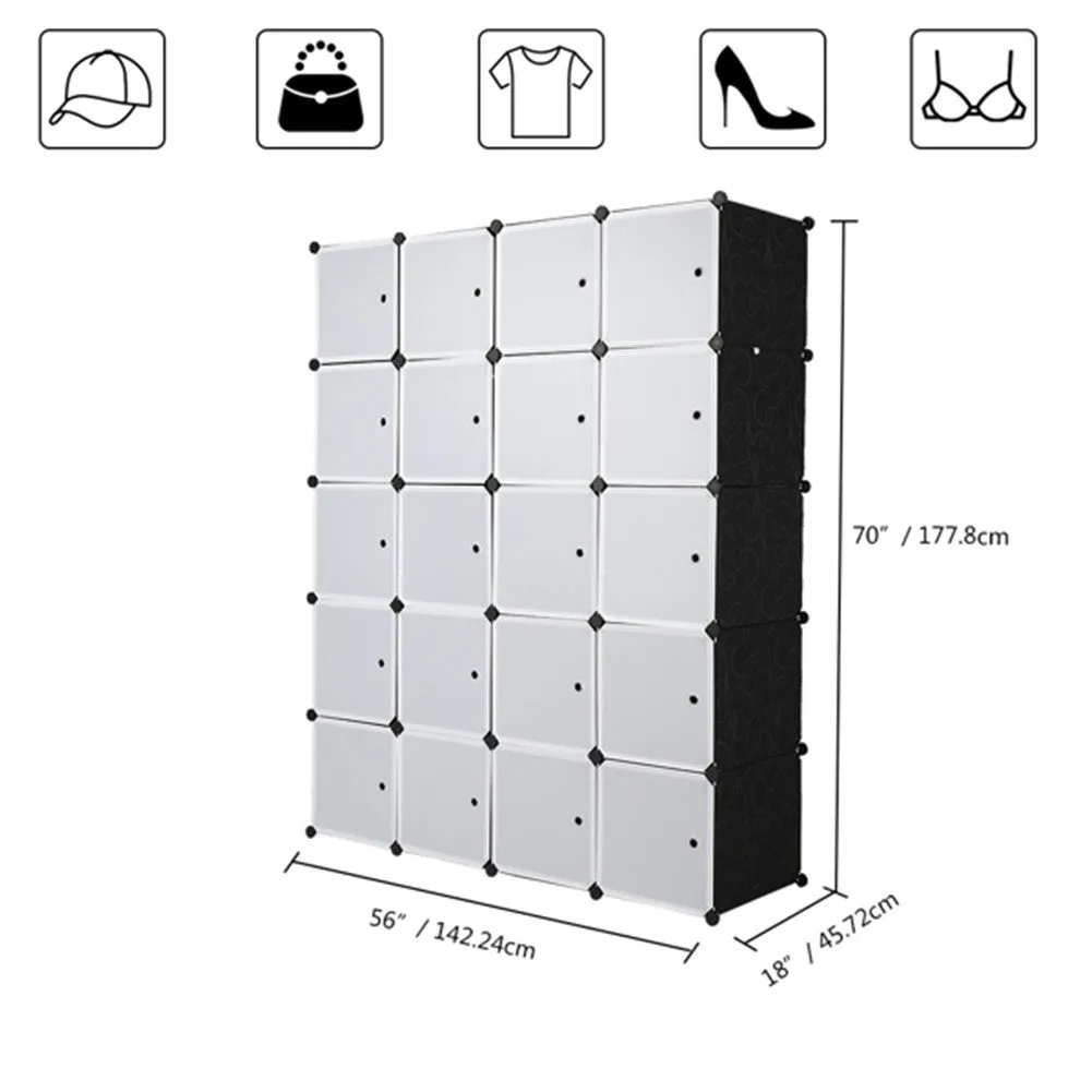 AMYOVE 5 Layer 20 Cube Organizer 142*47*178cm DIY Assemble Cabinet