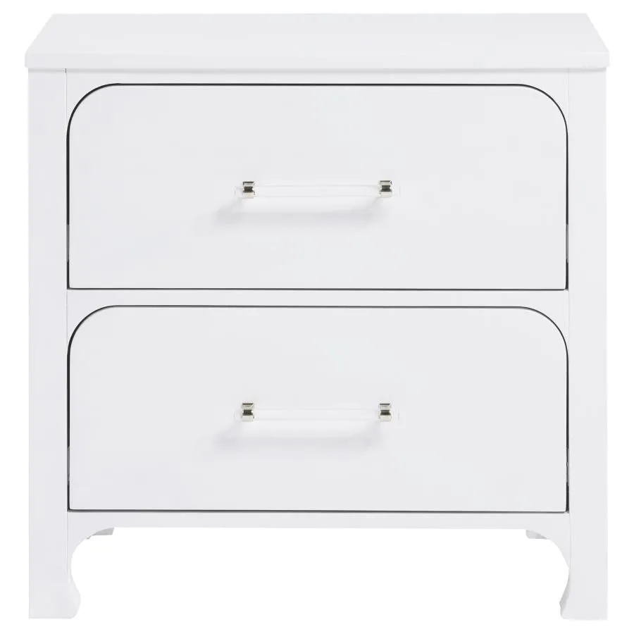 Anastasia 2-drawer Nightstand Bedside Table Pearl White