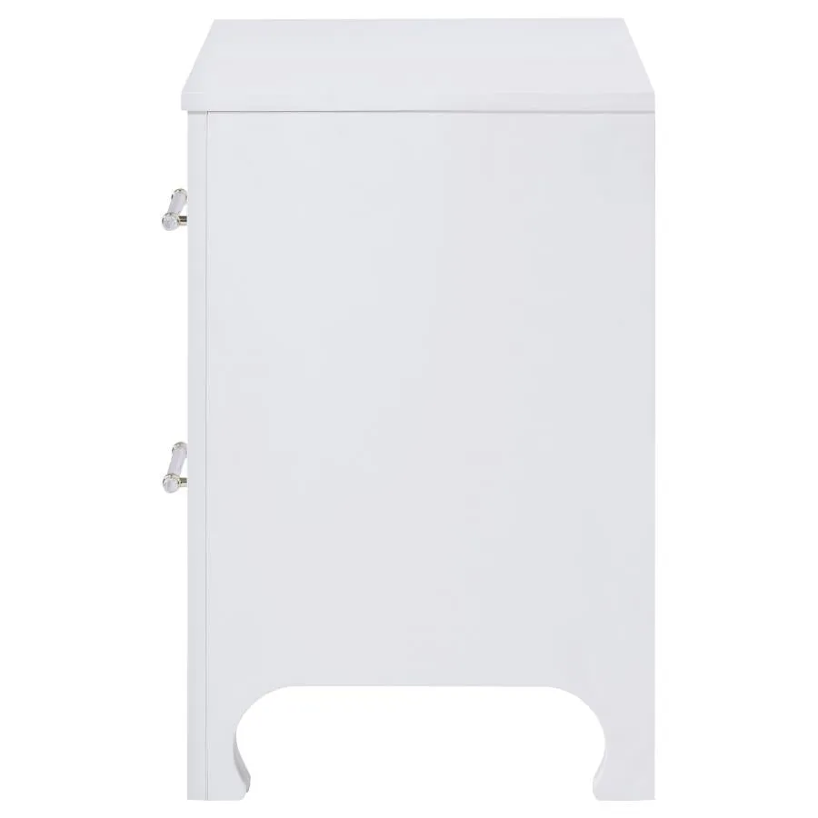 Anastasia 2-drawer Nightstand Bedside Table Pearl White