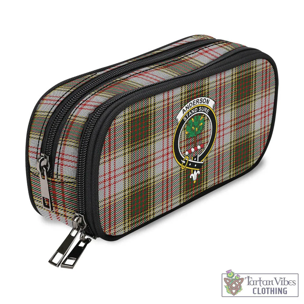 Anderson Dress Tartan Pen and Pencil Case with Family Crest