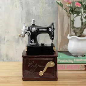 Antique Brown Sewing Machine Desk Organizer Showpiece