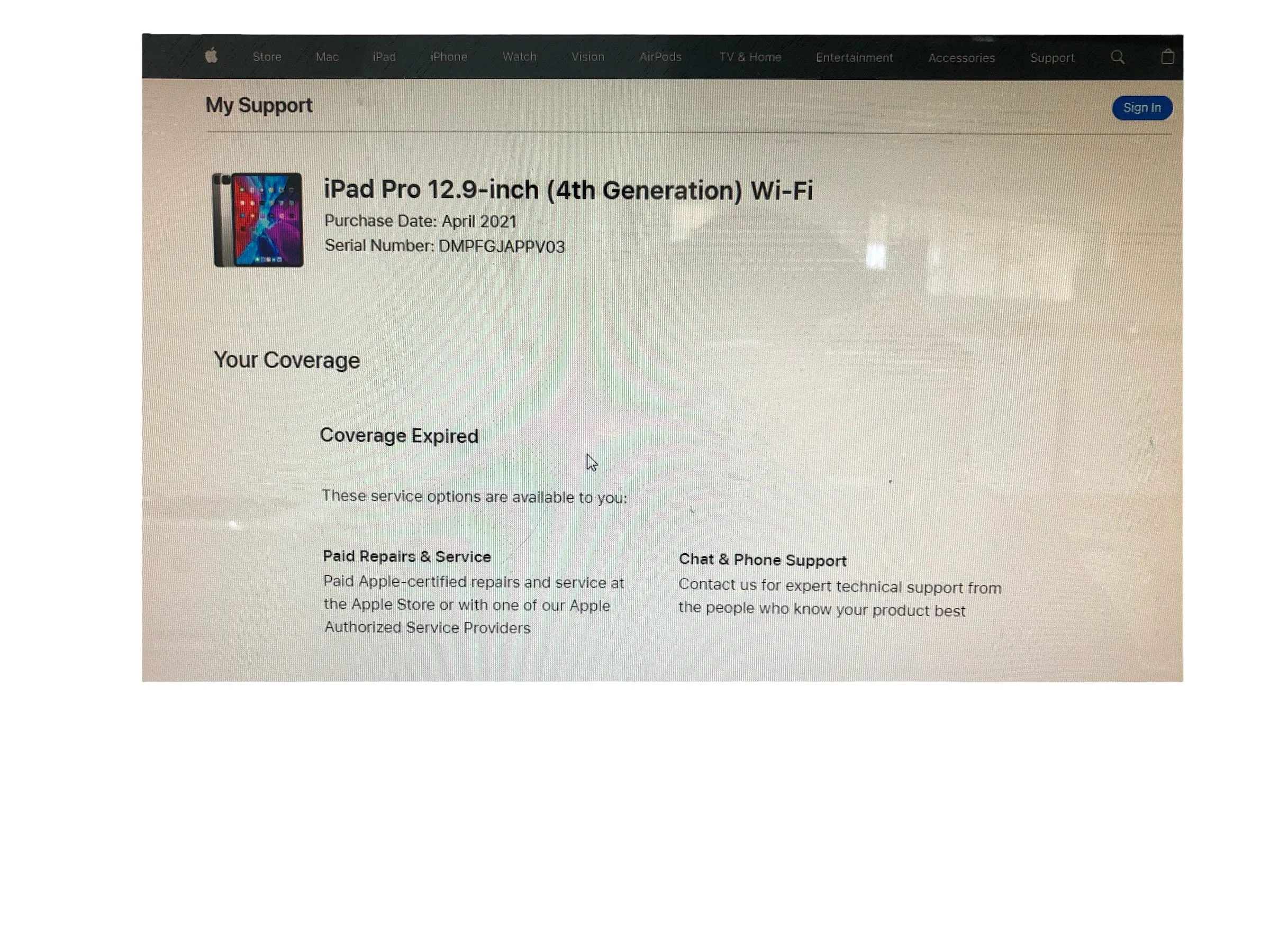 Apple A2229 iPad Pro 4th Generation 128 GB 12.9"