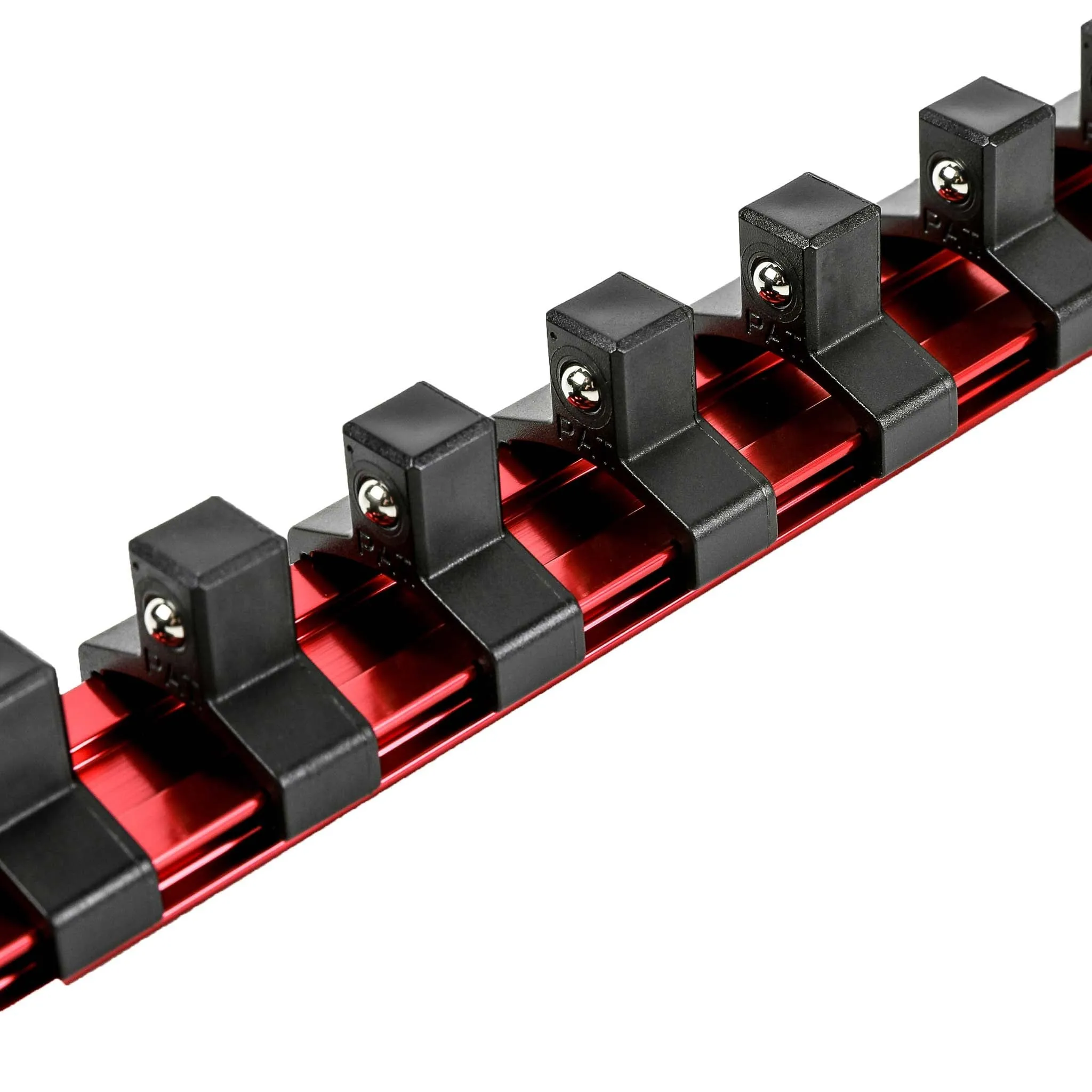 ARES 60124 - 3-Piece Red 17-Inch Aluminum Socket Rail Set with Locking End Caps