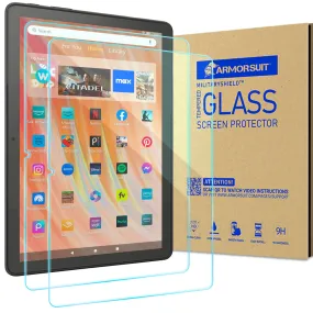 ArmorSuit 2 Pack Tempered Glass Screen Protector for Fire HD 10 / Fire HD 10 Plus Tablet 10.1 Inch (11th/13th Generation, 2021/2023 Release) Anti Bubble HD Clear 9H  Glass