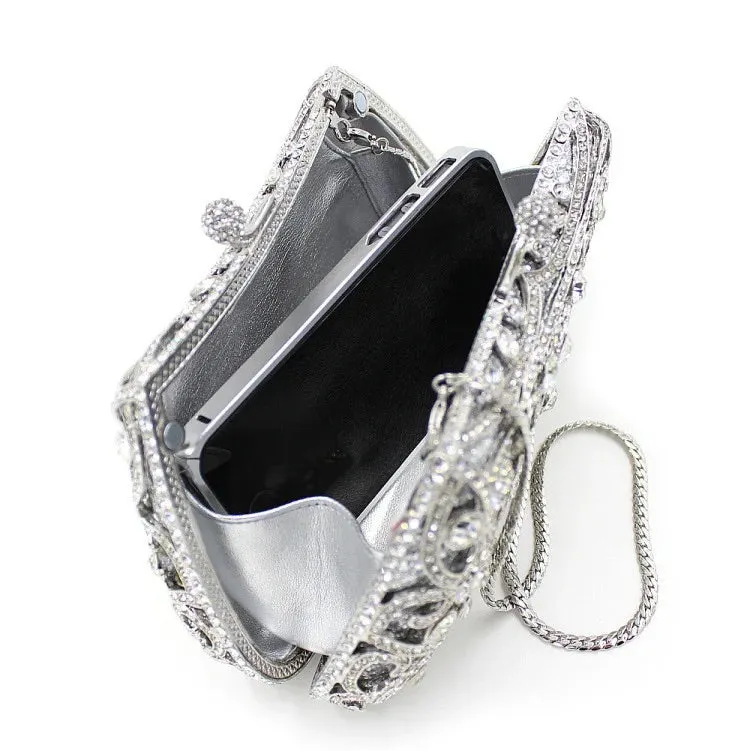 Ayanne Crystal Covered Clutch Bag - Silver