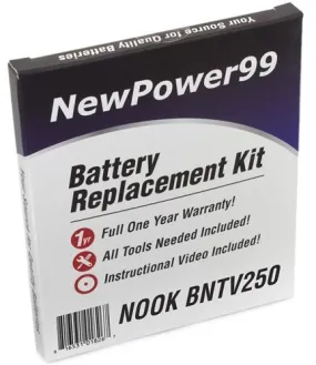 Barnes & Noble NOOK BNTV250 Battery Replacement Kit with Tools, Video Instructions and Extended Life Battery