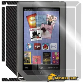 BARNES & NOBLE NOOK COLOR Screen Protector   Black Carbon Fiber Skin Protector