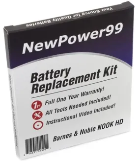 Barnes & Noble NOOK HD 7" Tablet Battery Replacement Kit with Tools, Video Instructions and Extended Life Battery