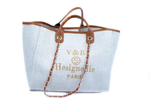 Beige and brown large beach vacation tote bag- Ibiza