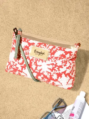 Berrylush Women Red & White Ethnic Motif Printed Canvas Detachable Sling Strap Small Clutch/Sling Bag