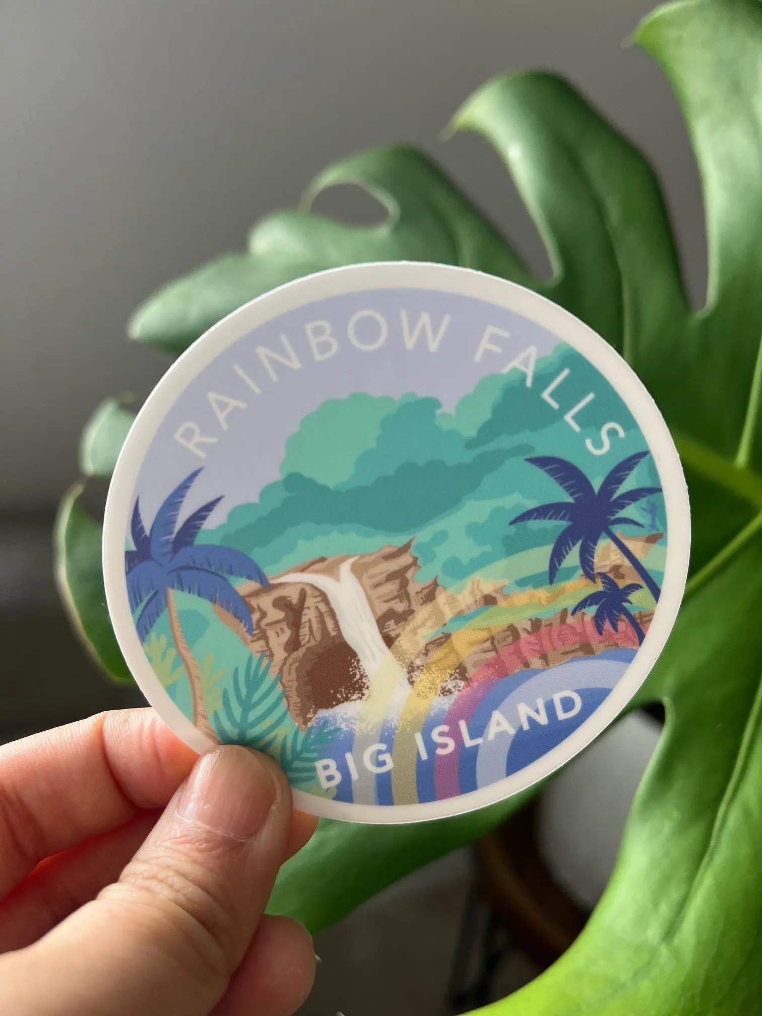 Big Island Rainbow Falls Sticker - Hawaii Island Series