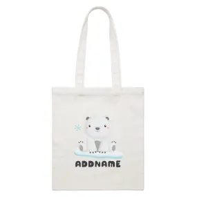 Birthday Winter Animals Polar Bear Addname White Canvas Bag