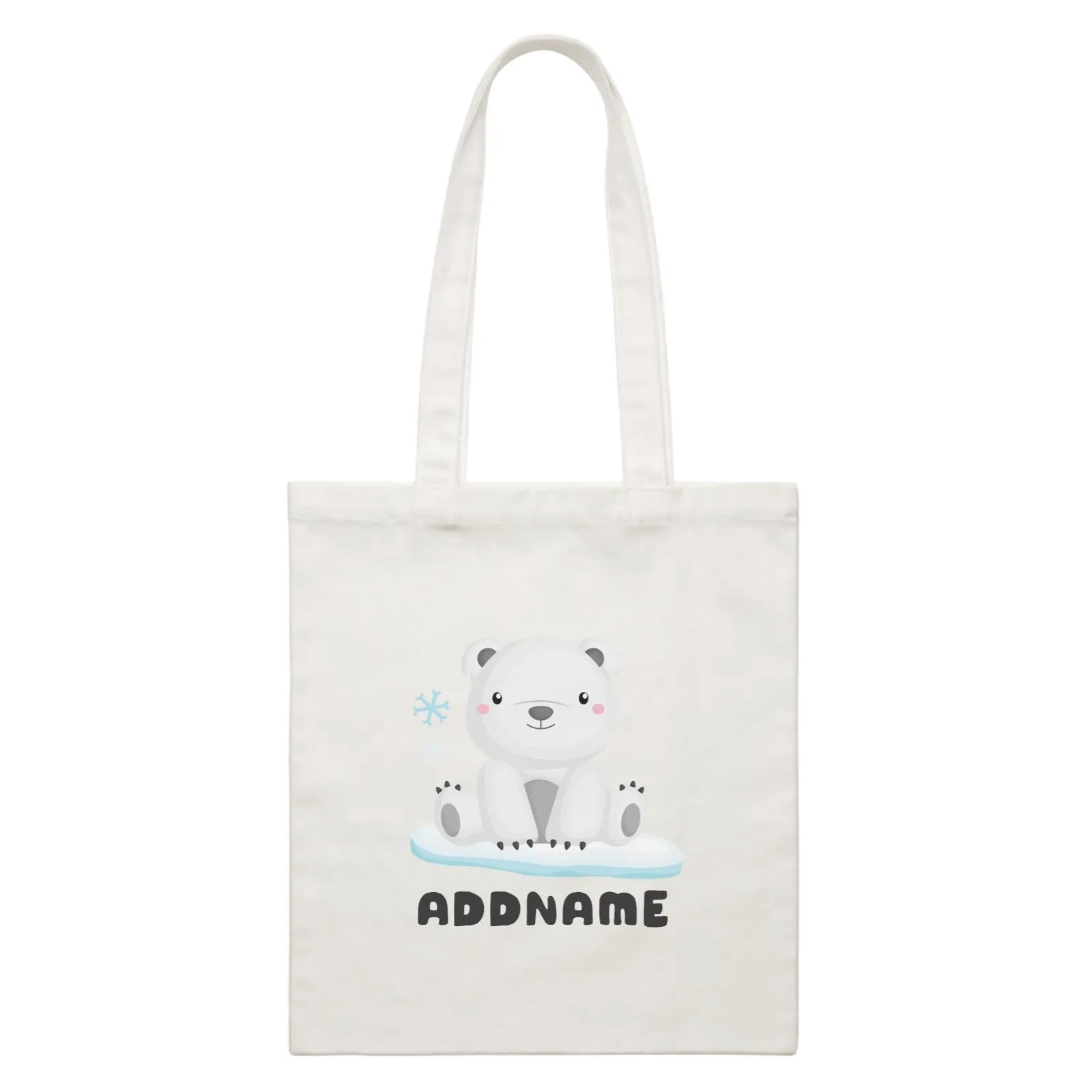 Birthday Winter Animals Polar Bear Addname White Canvas Bag