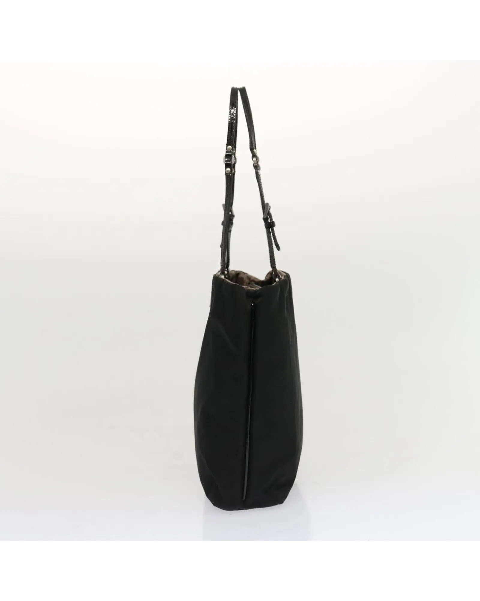 Black Nylon Hand Bag with Scratched Metal Fittings and Rubbing