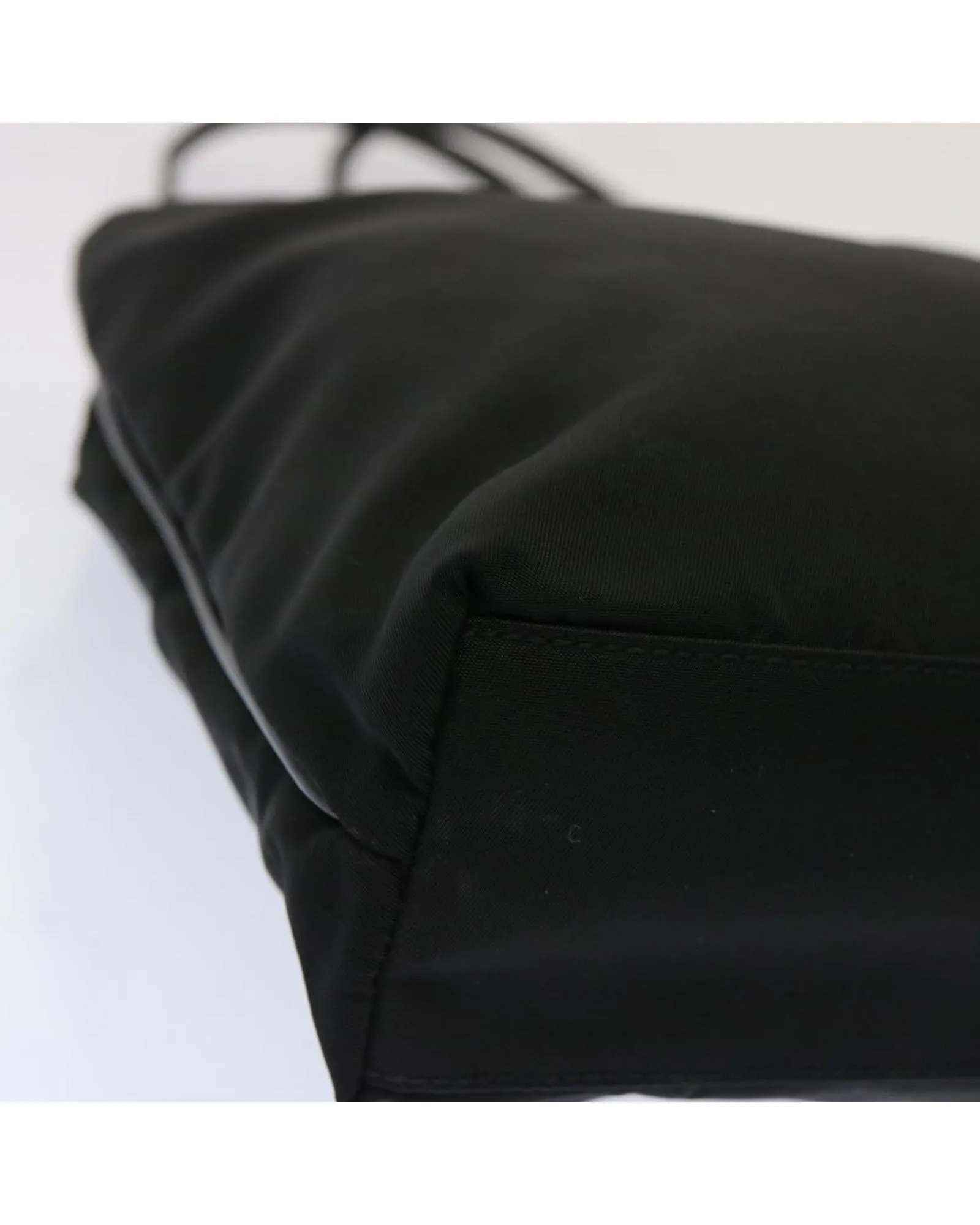 Black Nylon Hand Bag with Scratched Metal Fittings and Rubbing