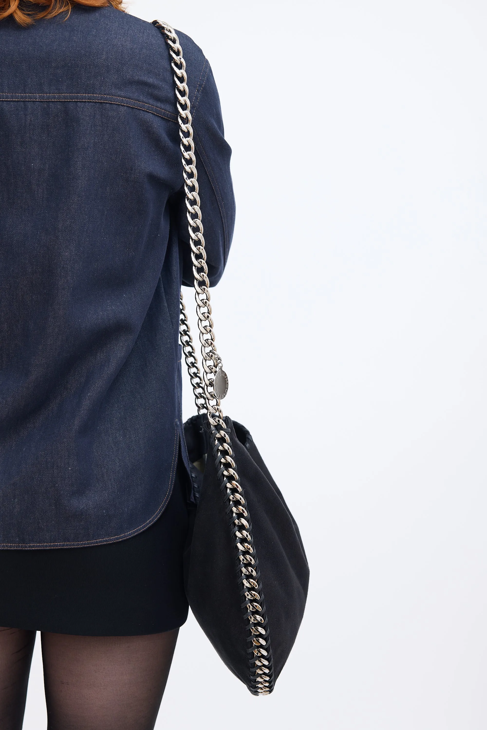 Black Round Falabella Crossbody Bag