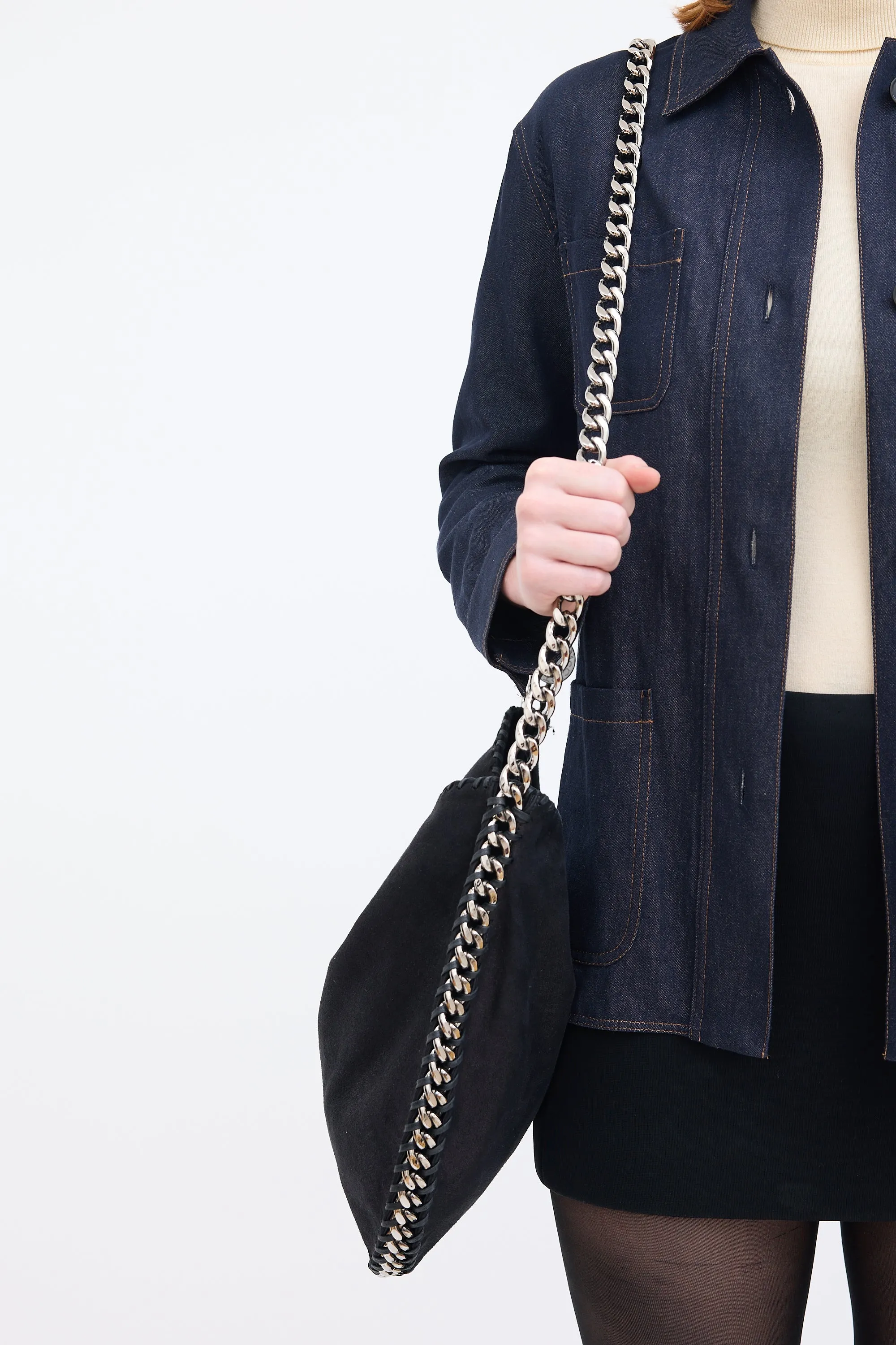 Black Round Falabella Crossbody Bag