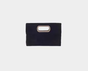 Black Vegan Suede Clutch Bag - The Milan