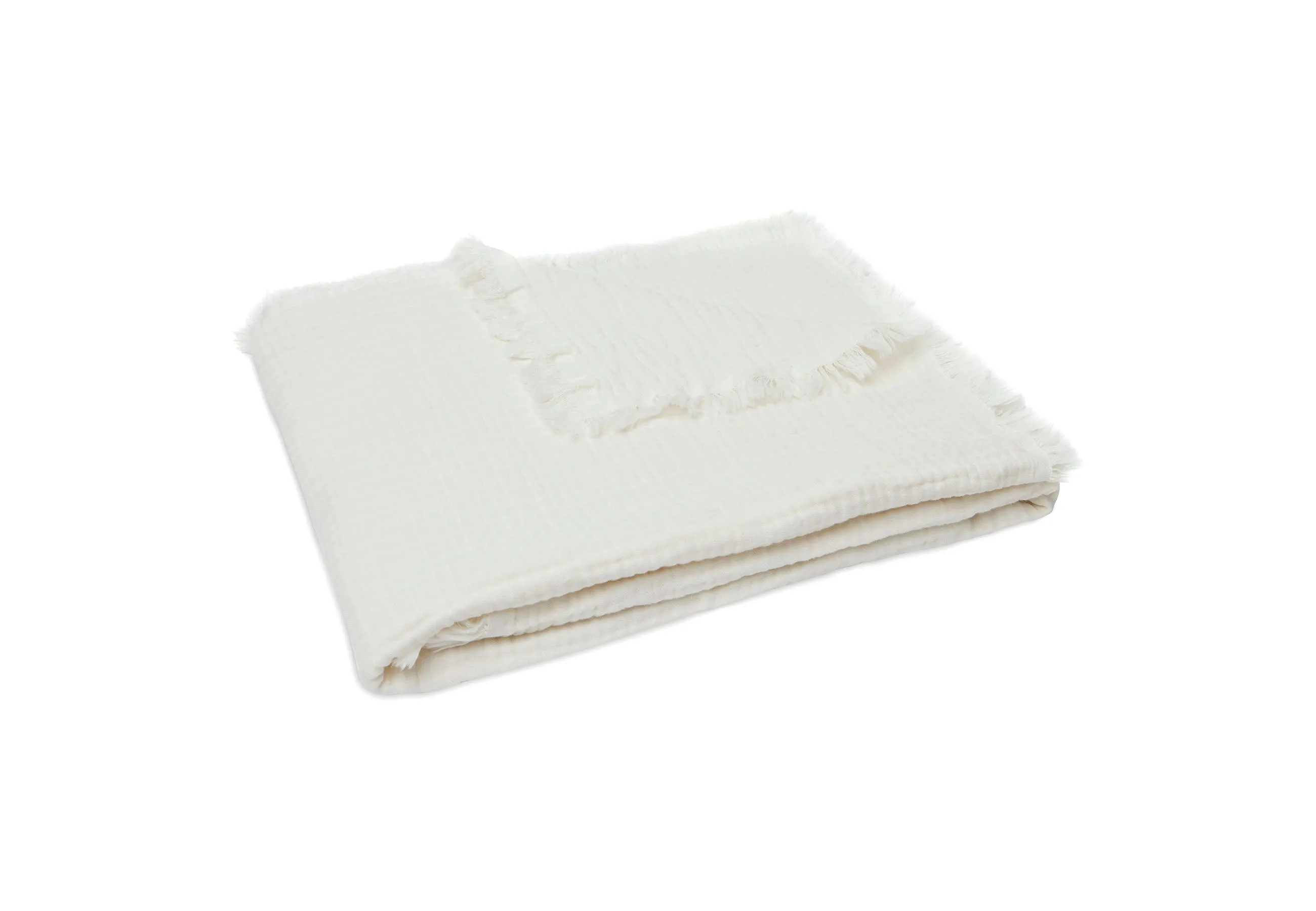 Blanket Cot Muslin Fringe 120x120cm - Ivory